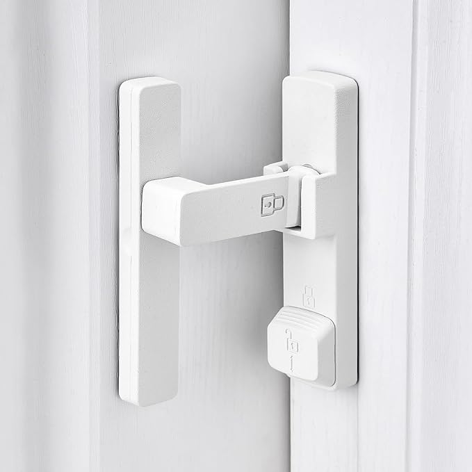 Matte White 90 Degree Barn Door Lock,Flip Gate Latches Hardware | Zinc Alloy Door Lock,Right Angle Door Lock Latch,Sliding Door Latches,for bedroom,drawer,pet enclosures,cabinet,garage,window by INIRET