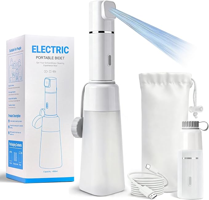 Portable Bidet for Travel - Rechargeable Electric Handheld Travel Bidet Sprayer for Women & Men Waterproof, Travel Bidet for Postpartum & Personal Hygiene | Rechargeable Electric Handheld Travel Bidet Sprayer for Women & Men Waterproof, Travel Bidet fo... by HEIDIPAD