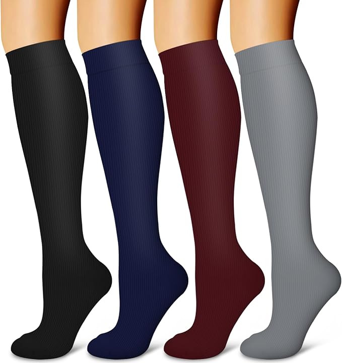 4 Pairs-Compression Socks for Women&Men Circulation-Best Support for Nurses,Running,Athletic by LaiteHebe