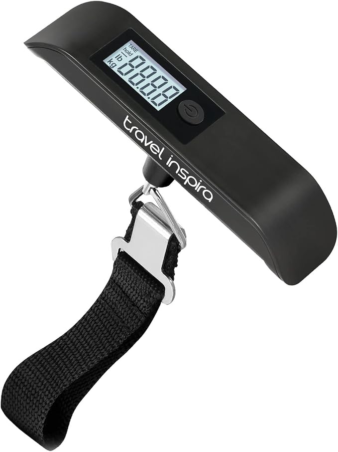 travel inspira Luggage Scale, Portable Digital Hanging Baggage Scale for Travel, Suitcase Weight Scale with Rubber Paint, 110 Pounds, Battery Included by TravelInspira