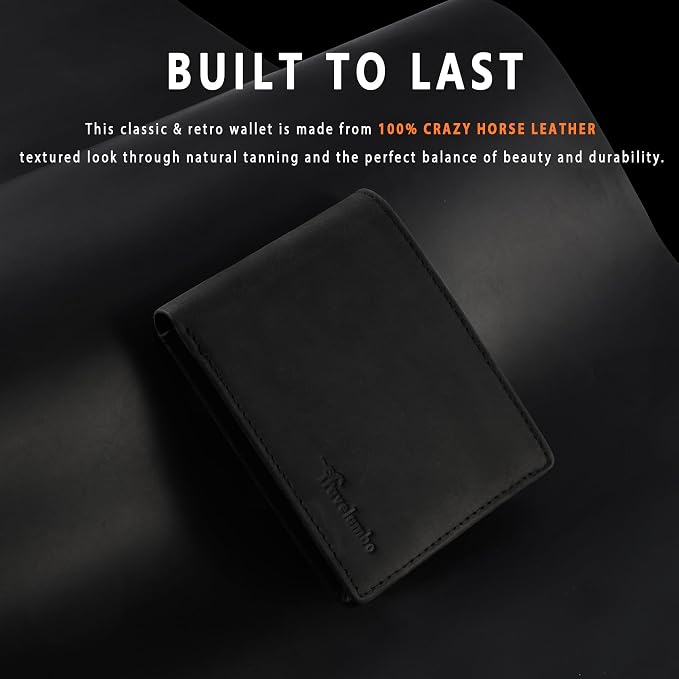 Travelambo Genuine Leather Wallet for Men with Gift Box - Handmade Bifold Stylish - Mens Wallets Rfid Blocking with 2 ID Windows - Image 2