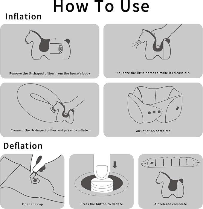 InfInflatable Travel Neck Pillow Built-in Pump & Cute Storage Bag | Adjustable Cervical Support Travel Pillow For Airplane, Train, Office, And Long Trips. Hygienic Fabric (Gray) - Image 6