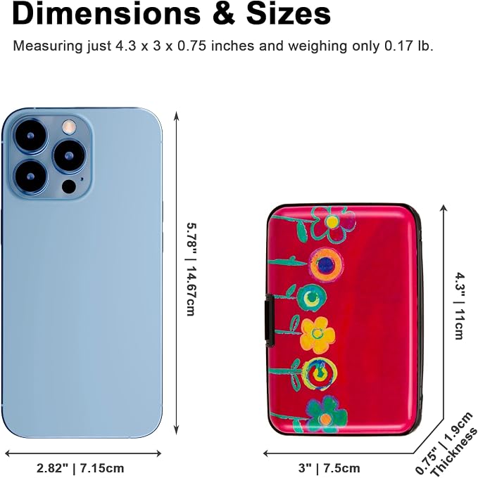 Credit Card Holder, Metal Card Wallet RFID Blocking Mini Slim Aluminum Business Hard Card Case for Women Men (Painting Flowers) - Image 5