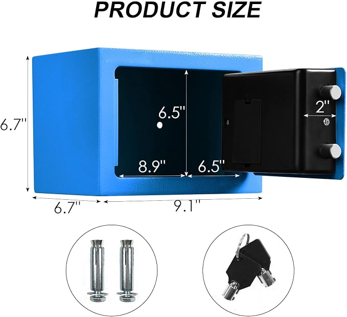 TENAMIC Safe Box 0.23 Cubic Feet Electronic Digital Security Box, Keypad Lock Box Cabinet Safes, Mini Safe Suitable for Office Hotel Home Safe, Blue - Image 2