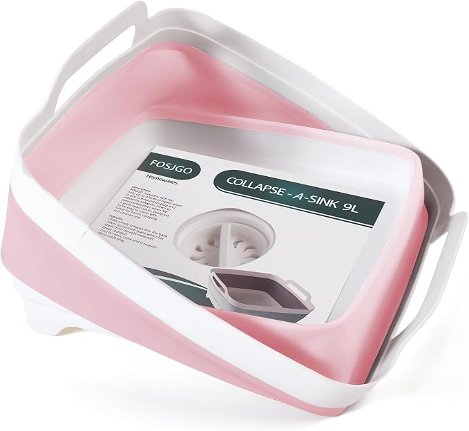 FOSJGO Collapsible Dish Basin with Drain Plug, Foldable Sink, 2.4 Gal (9L) | Space-Saving Wash Basin for Kitchen, Baby Bottles, Vegetable Washing, Camping, RV and Party Beverage Tubs - Image 3