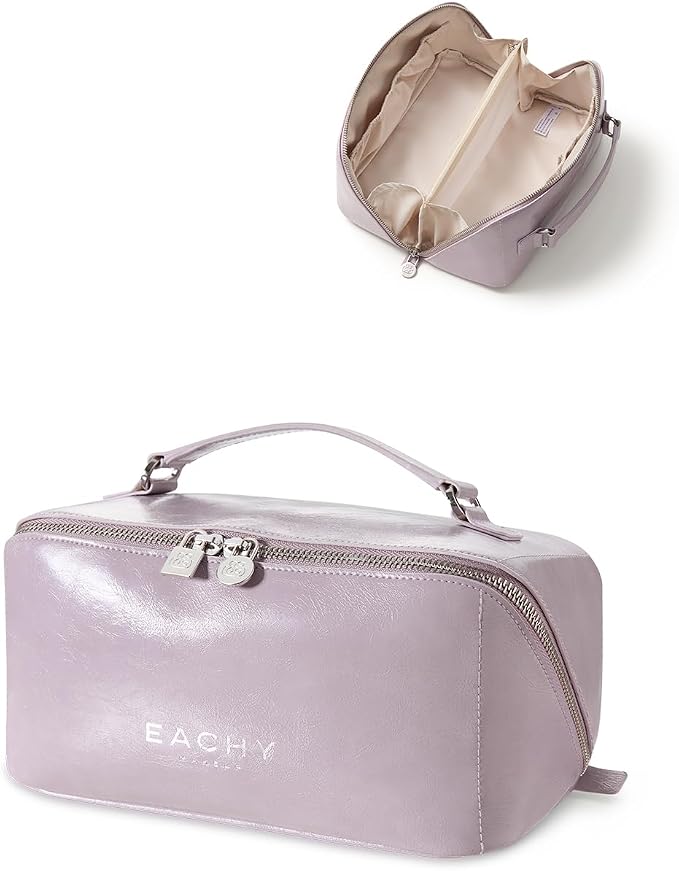 EACHY Large Capacity Travel Makeup Bag for Women, Cosmetic Pouch, Purple | Large-capacity zippered cosmetic pouch organizes makeup and toiletries as a travel makeup bag or toiletry bag for women by EACHY