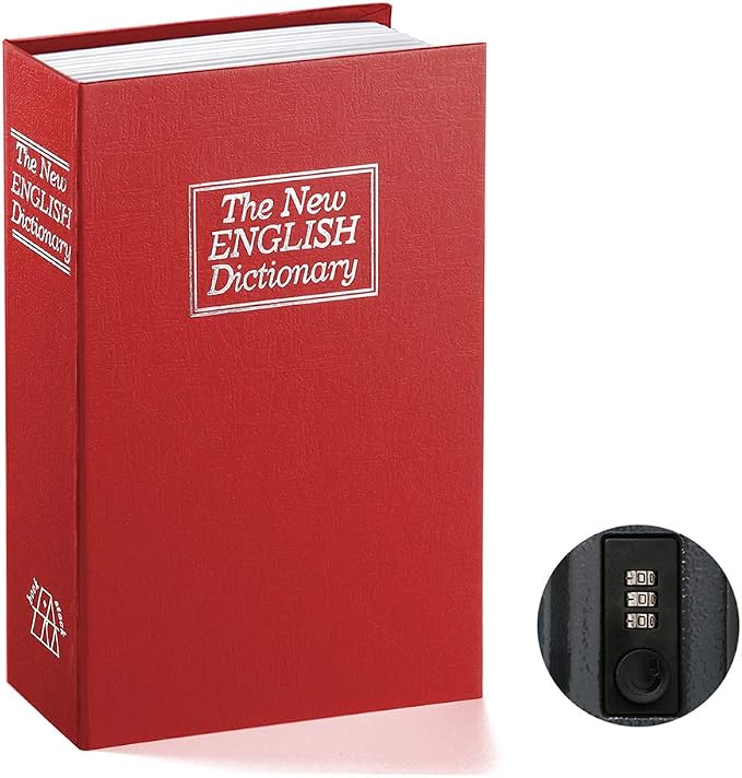 Book Safe with Combination Lock - Jssmst Home Dictionary Diversion Metal Safe Lock Box 2017, SM-BS0403S, red small by Jssmst