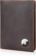 Polare Leather AirTag Passport Holder RFID Blocking Travel Bifold Wallet | Luxury Full Grain Cowhide Leather, AirTag Slot, Vintage Passport Cover Case, International Travel Wallet, Dark Brown by polareoriginal