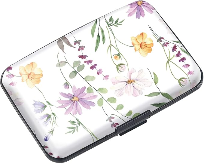 Coco Rossi Credit Card Holder RFID Aluminum Small Mini Wallet Women | Metal Wallet, Business Cards Holder, ID Case, Slim Sleeves, Womens Girls Gift, Carry Proof Wallets for Travel, White Daisy by Coco+Rossi