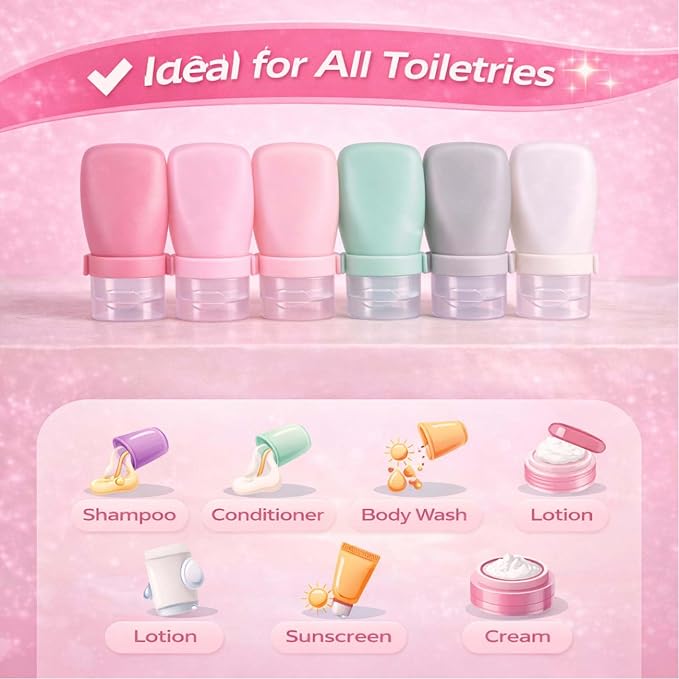 2 oz Travel Bottles, Leakproof Silicone Squeeze Bottle Mini Travel Size Container for Toiletries Lotion Shampoo and Conditioner Liquid Salad Dressing to go Condiment, TSA Approved, 4 Pack - Image 8