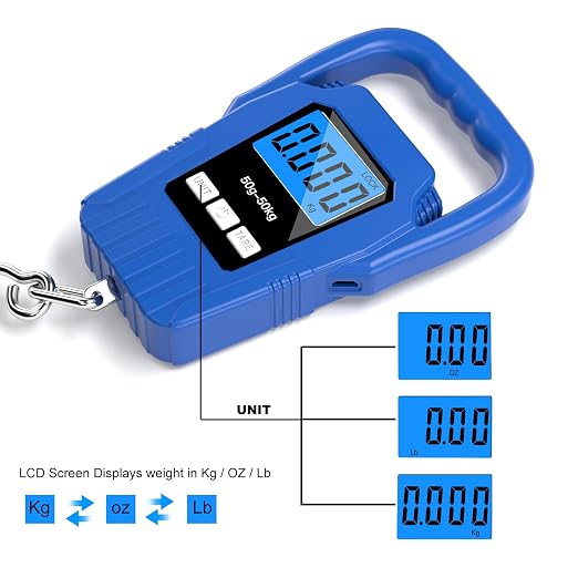 Digital Fish Scale Hanging Scale Fishing Scale,110lb/50kg Luggage Scale,Upgrade Large Handle & Backlit LCD Display, Electronic Balance Digital Fishing Postal Scale,Blue,Fishing Gifts for Men - Image 3