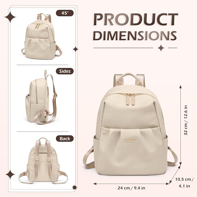 Small Backpack for Women, Cute Backpack Casual Work Daypack Purse for College Travel, fit 9.7 Inch, Apricot - Image 4