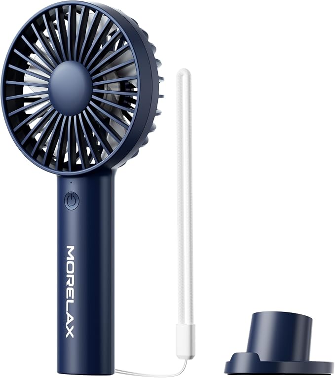 Jancane Handheld Fan, USB Rechargeable Mini Portable Fan with Base, 10H Battery, Strong Wind, Small & Powerful, Cute Design for Travel, Makeup, Girls Women Summer Gift (Dark Blue) by Jancane
