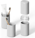 Travel Toothbrush Case, Portable Tooth Brush Holder and Toothpaste Cover Container with Mouthwash Cup, Compact Oral Clean Tools Organizer for Traveling/Camping/School/Home (Grey, Extra Large) by Baluca