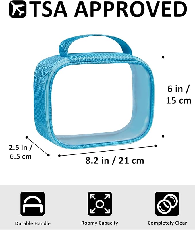 Moyad TSA Approved Toiletry Bag Clear Quart Size Travel Bags Makeup Bag | Large Opening, for Men and Women, Carry on Airline Compliant, Transparent Liquids Pouch, Blue - Image 2