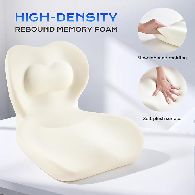 Coverado Car Seat Cushion and Lumbar Support Pillow One Piece, Memory Foam Ergonomic Back Support Driving Seat Cushion for Back Pain, Non-Slip Washable Cushion for Car, Driver, Office - Image 4