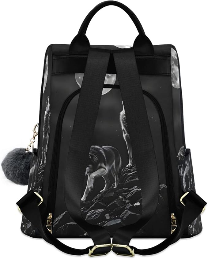 ALAZA Wolf Animal Print Moon Backpack Purse for Women Anti Theft Fashion Back Pack Shoulder Bag - Image 2