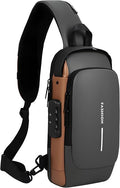 Unisex Anti-Theft Sling Bag with USB Port, Water-Resistant Crossbody Chest Backpack for Travel & Work by TSWITHTECHSUN