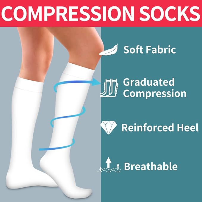 Compression Socks for Women & Men Circulation(6 pairs)-Graduated Supports Socks for Running, Athletic Sports - Image 6