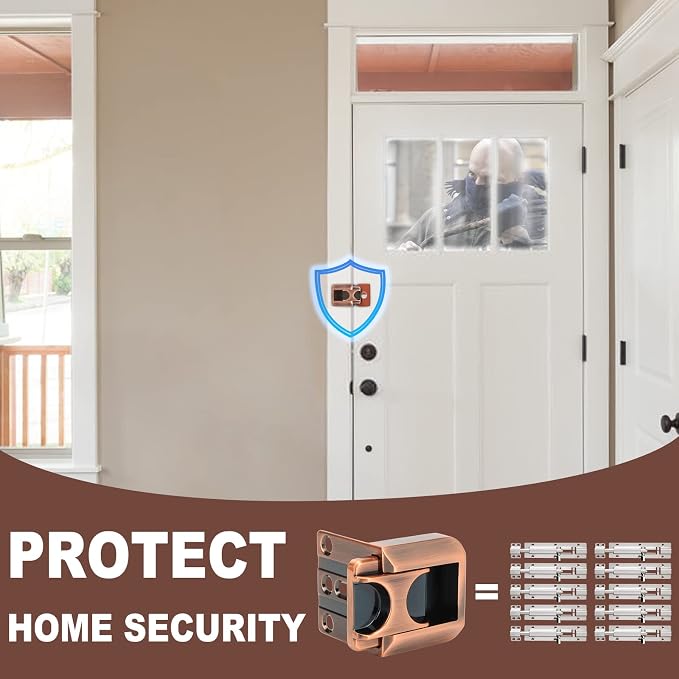 CZU Home Door Lock Security, Upgraded Safety Childproof Door Reinforcement Lock Latch (2-Pack), Extra Defend Door Lock for Inward Swinging Door - Image 3