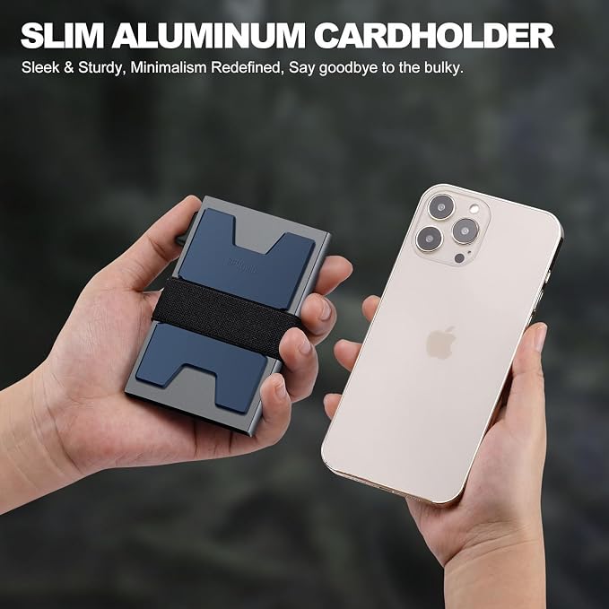 SEMORID RFID Blocking Slim Card Holder Wallet for Men Wallet Minimalist | Durable Expandable Backplate Compact Smart Metal Pop Up Wallet Front Pocket Holds 12+ Cards Plus Cash, Birthady Gifts for Men - Image 2