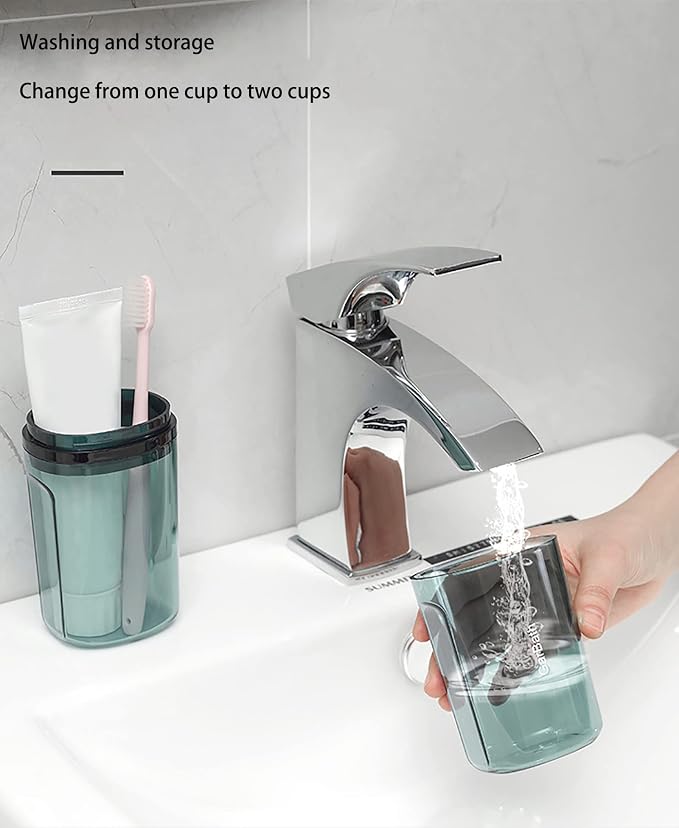 Travel Toileting Cup, Transparent Mouthwash Cup, Portable Toothbrush & Toothpaste Case with Cover, Toiletries Toothpaste Toothbrush Storage Box for Bathroom Travel Camping Home School Business Trip - Image 3