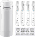 4 in 1 Travel Dispenser with 4 Pack 30ml Travel Bottles and Label Refillable & Leak Proof Portable Toiletry Containers with Locks for Shampoo Lotion Conditioner Cream (White) by Domensi