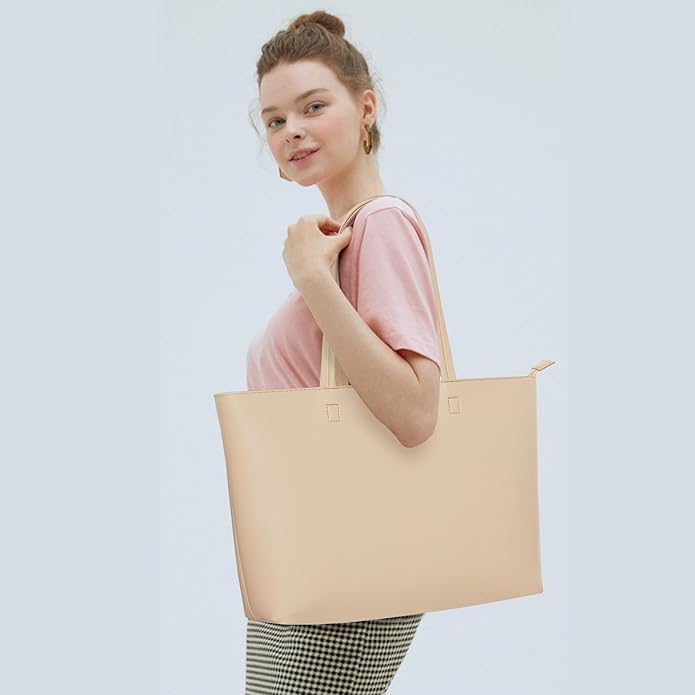KALIDI Tote Bag Zipper Shoulder Bag Vegan Leather Purses Satchel for Women | Large Casual Handbag for Work Commuting Dating College Everyday - Image 2