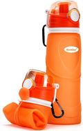 Collapsible Silicone Water Bottles-750ML,Medical Grade,BPA Free Travel Water Bottle Can Roll Up,26oz,Leak Proof Foldable Sports & Outdoor Water Bottles by Kemier
