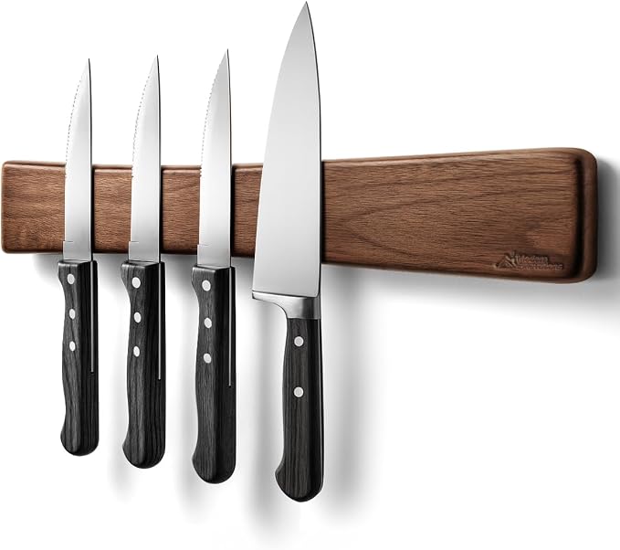 16 Inch Acacia Wood Magnetic Knife Holder with Multipurpose Use, Magnetic Knife Holders for Kitchen, Wooden Knife Rack, Magnet Strips for Knives & Metal Utensils, Tool Holder, Art Supply Organizer by ModernInnovations