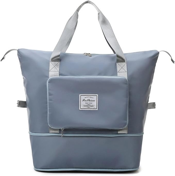 Large Capacity Travel Bag, Foldable Travel Bag, Expandable Travel Duffel Bag, Collapsible Waterproof Large Capacity Travel Handbag, Overnight Bag for Women and Man (Blue+Toiletry Bag) - Image 9