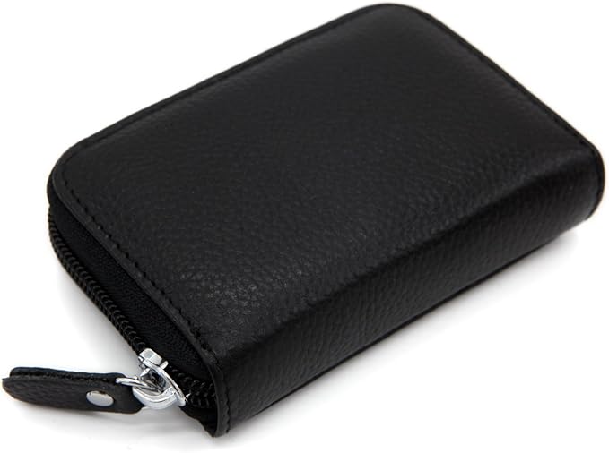 RFID Blocking Genuine Leather Credit Card Case Holder Security Travel Wallet - Black - Image 4