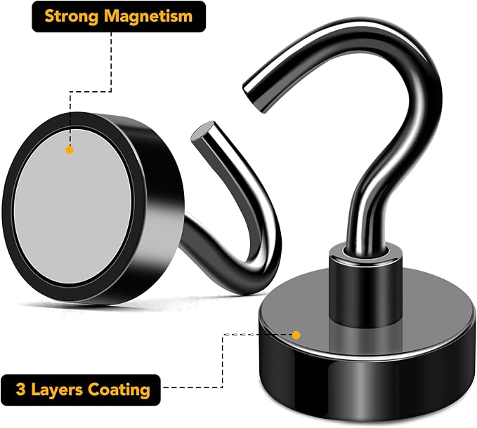 Magnetic Hooks for Cruise Cabins, 30LBS+, 60 Pack, Black | Cruise Essentials 2026, Heavy Duty Magnets Hooks for Refrigerator, Storage, Grill, Hanging and Kitchen - Image 5