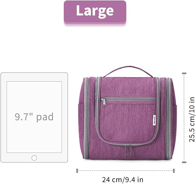 Hanging Toiletry Bag for Women Travel Makeup Bag Organizer Toiletries Bag for Cosmetics Essentials Accessories (Large, Dark Purple) - Image 7