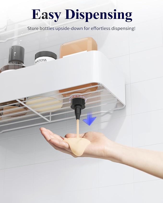 Kitsure Shower Caddy Adhesive, Stylish Shower Organizer, Large, White | 2 Pack Shower Shelf for Inside Shower, 100% Rustproof Metal Shelves, No-Drill Bathroom Organizers and Storage - Image 6