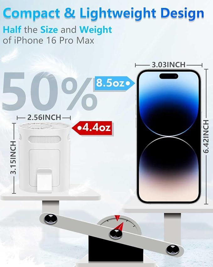 Portable Fan Clip on Pants-Personal Little Light Weight Waist Fan Coolclip Belt Hip Pocket Hard Hat,Wireless Wear Charging Battery Powered Quiet Undershirt Waist Band Coolclip Fans Adult Kid White - Image 4