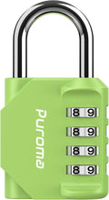 Puroma 1 Combination Lock Locker 4 Digits Combo Padlock Gym Yellow-Green | For School Gate Fence Toolbox Hasp Storage, Outdoor, Resettable, Weatherproof, Side Window, Crack Cut Resist, Hardened Steel by Puroma