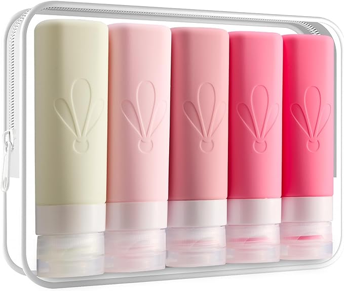 INSFIT Travel Bottles for Toiletries, TSA Approved 3oz Travel Size Toiletries, BPA Free Leak Proof Squeezable Silicone Tubes Travel Essentials for Shampoo Conditioner Lotion Soap by INSFITPortableTravelBottles