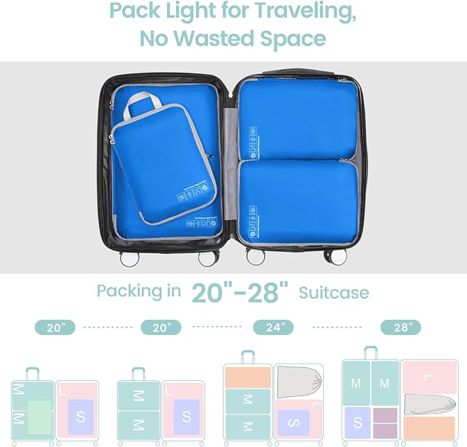 Cambond Compression Packing Cubes for Travel - Luggage Suitcase Organizer | Compression Zip Design for Space-saving, Expandable, Lightweight, Keep Clothes Sorted, Luggage Space Tidy, Carry on Pack Fast - Image 5