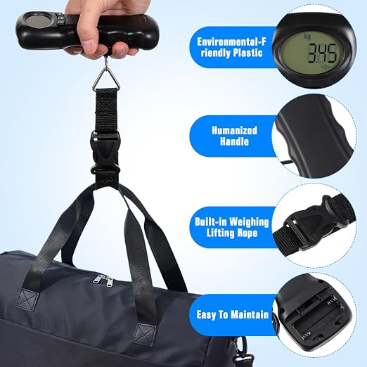 BESPORTBLE Portable Digital Luggage Scale with Hook, Compact Travel Suitcase Weight Scale, Lightweight, Accurate LCD Display, Battery Not Included, Black - Image 3