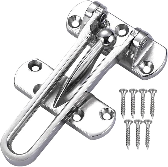Door Chain Lock for Front Door, Swing Bar Door Guard Lock, Door Security Chain Lock, Anti-Theft Internal Door Safety Latch, Door Chain Latch for Home Apartment Hotel Dormitory(Silver) by Unknown