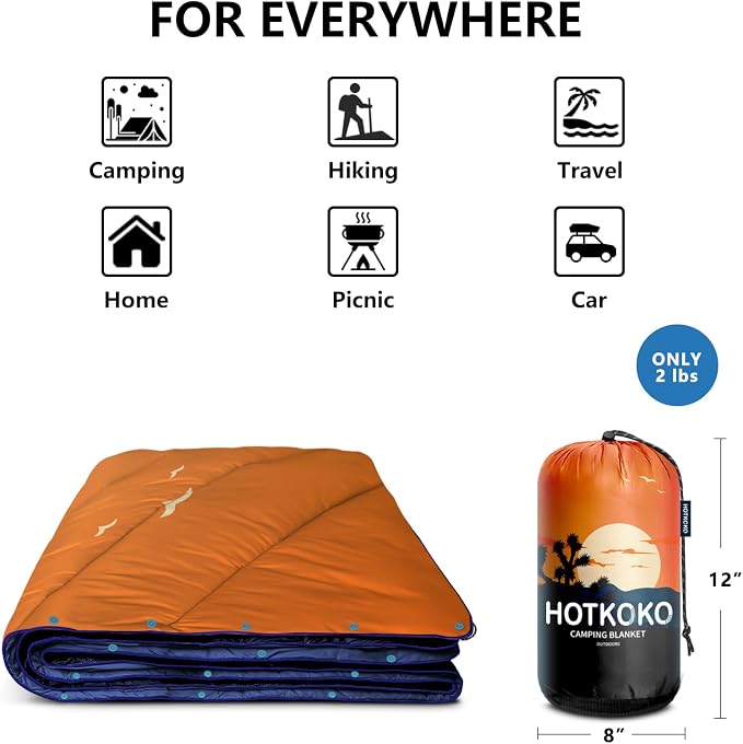 Puffy Camping Blanket,Large Camp Blanket Outdoor Camping Quilt Waterproof | Lightweight Printed Warm Packable Down Alternative Blanket for Camping,Traveling, Stadium, Hiking, Picnics - Image 7