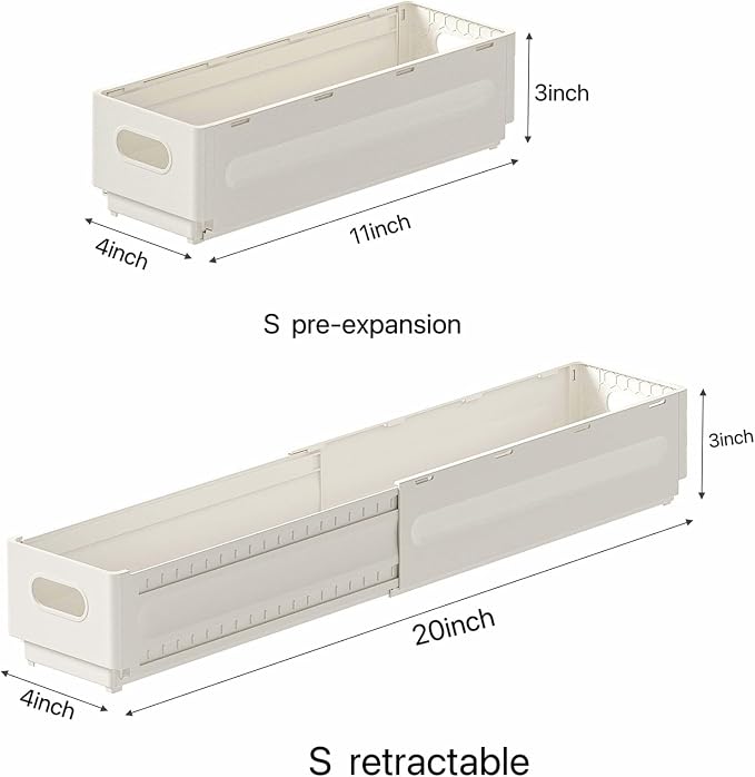 2 Pack Expandable Plastic Storage Boxes, Multi-Purpose Folding Organizer, Drawer Storage Divider For Bedroom, Kitchen And Snack Storage (s) - Image 3