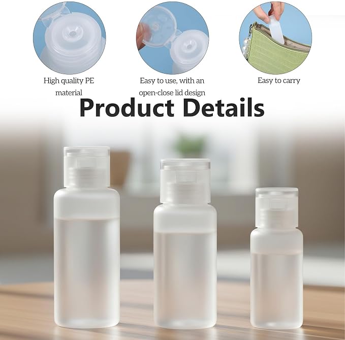 KALIONE 10PCS 12ml/18ml/30ml Travel Size Bottles with Flip Cap, Squeeze Sample Jar Containers, Empty Plastic Sample Bottle for Foundation Shampoo Emollient Water Shower Gel Emulsion - Image 7