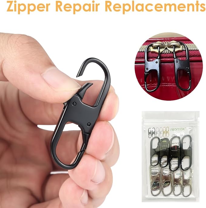 Anti Theft Zipper Lock Backpack Zipper Lock Keep The Zipper Closed, Quick Disconnect Clip Key Holder Add-on Accessory 8PCS 2Sizes (Black/Silver) - Image 3
