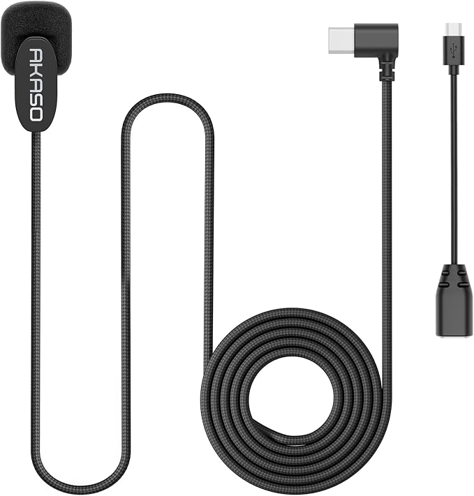 AKASO External Microphone for EK7000/EK7000 Pro/Brave 4 Action Camera | Compatible with AKASO Brave 7/Brave 7 LE/Brave 4 Pro/ V50X/ V50 Elite Action Camera with a Type-C to Micro USB OTG Cable by AKASO