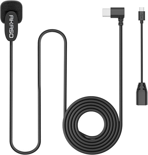 AKASO External Microphone for EK7000/EK7000 Pro/Brave 4 Action Camera | Compatible with AKASO Brave 7/Brave 7 LE/Brave 4 Pro/ V50X/ V50 Elite Action Camera with a Type-C to Micro USB OTG Cable by AKASO