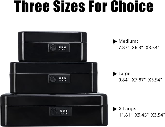 KYODOLED Metal Cash Box with Combination Lock Money Box for Cash Safe Metal Box with Money Tray for Security Lock Box 11.81"x 9.45"x 3.54" Black X Large - Image 7