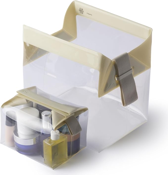 Cadence Parcel - Clear Travel Kit with Zipperless Magnetic Closure - Pebble, Large - Durable, Leak-Resistant and TSA Approved Toiletry Bag - Modular Organization - Recycled TPU (2 Qt) by KeepYourCadence