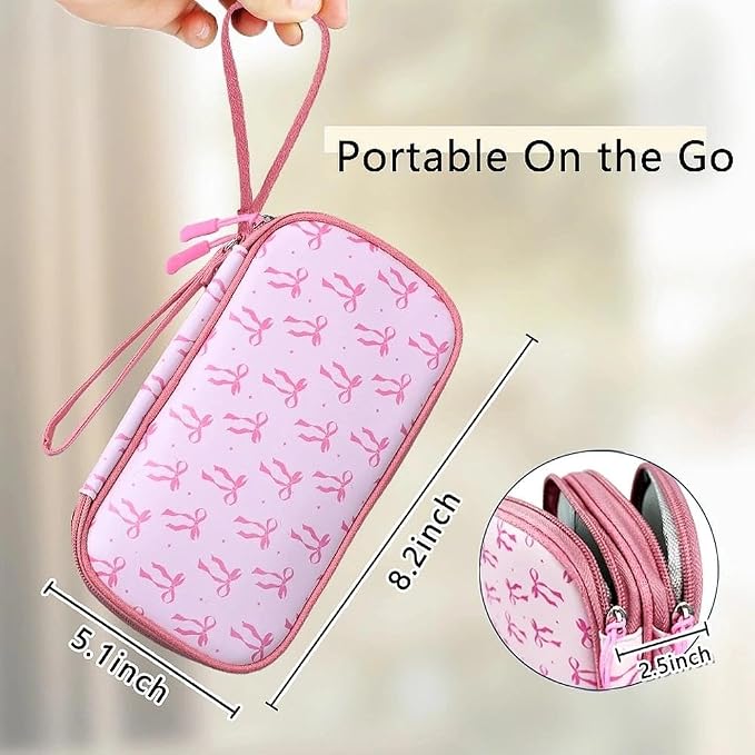 COSHAYSOO Travel Gifts for Women College Teen Girls Trip Favors Pink Birthday Gift Ideas, Electronics Cord Cable Organizer Bag Tech Pouch Case Gadgets Accessories Cruise Airplane Essentials, Bowknot - Image 2